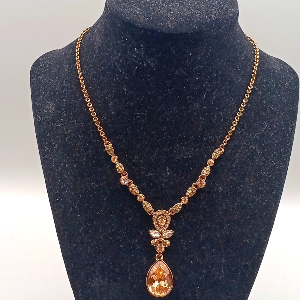 Givenchy Bronze/Rose Teardrop Crystal Necklace